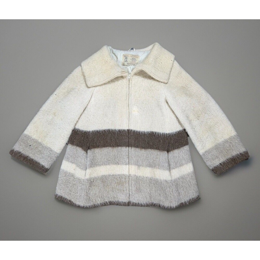 Vintage 60s  Hilda Ltd. Icelandic 100% Wool Zip Up Sweater Coat Women’s Size Med